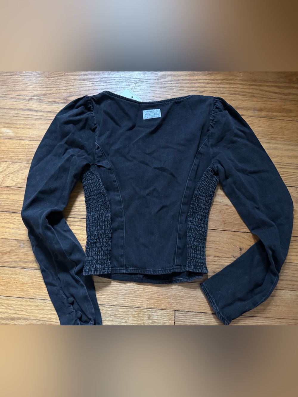 Levi's Black denim Long-Sleeve Square-Neck Fitted Top - Picture 6 of 7